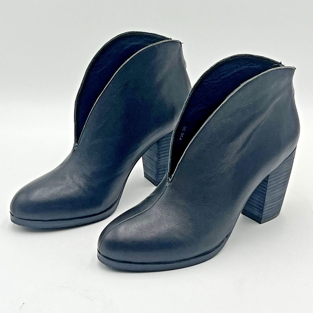 Antelope Women’s Black Leather Ankle Booties Back Zip Block Heel EU 39 US 8.5